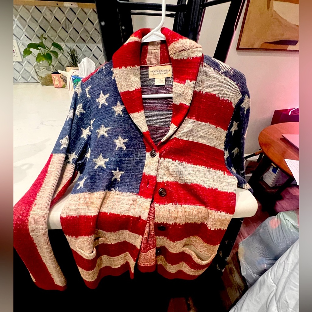 Ralph Lauren Red, White, and Blue Cardigan